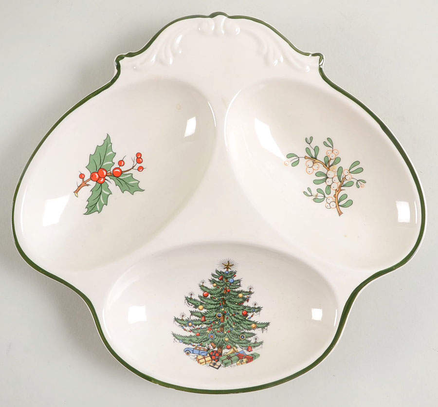 Christmas Tree (Narrow Green Band, Cream, Newer) 3-Part Relish by Cuthbertson-1