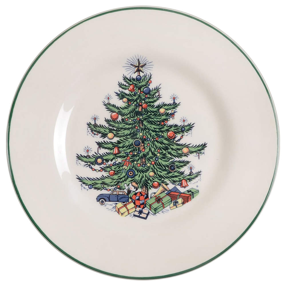 Christmas Tree (Narrow Green Band, Cream, Newer) Salad Plate by Cuthbertson-1