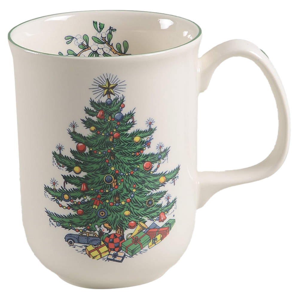 Christmas Tree (Narrow Green Band, Cream, Newer) Mug by Cuthbertson-1