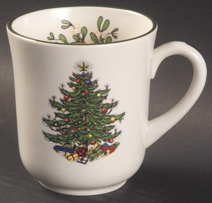 Christmas Tree (Narrow Green Band, Cream, Newer) Mug by Cuthbertson-1