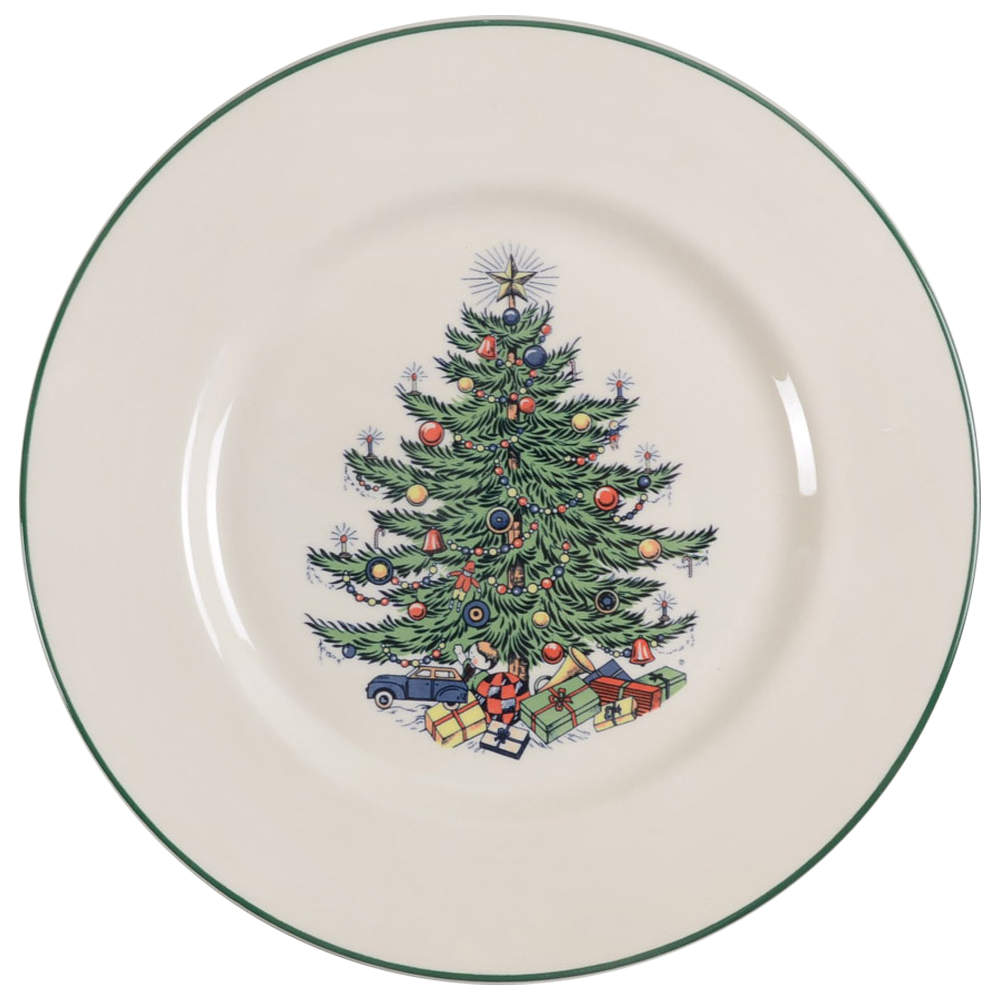 Christmas Tree (Narrow Green Band, Cream, Newer) Dinner Plate by Cuthbertson-1