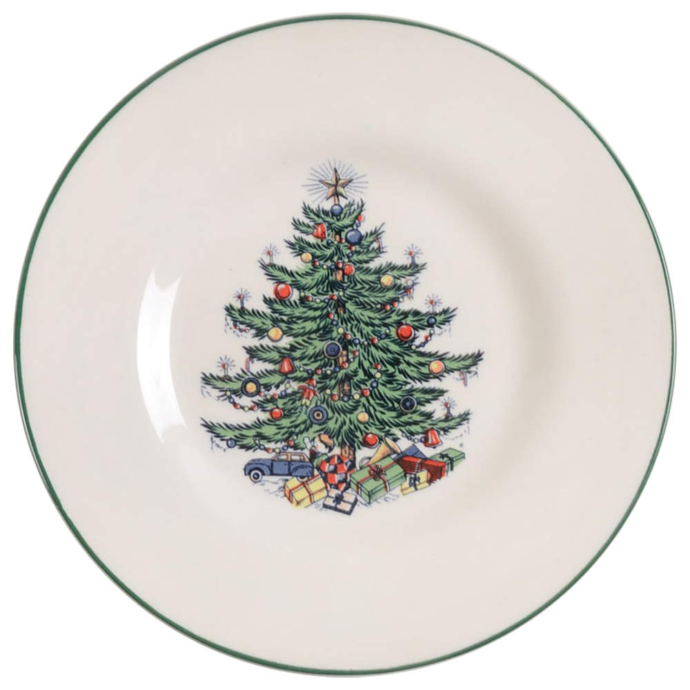 Christmas Tree (Narrow Green Band, Cream, Newer) Bread & Butter Plate by Cuthbertson-1