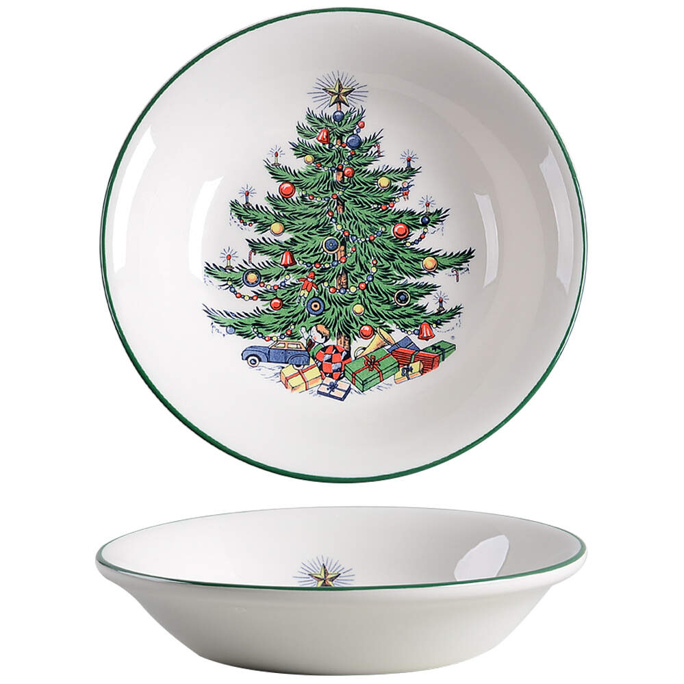 Christmas Tree (Narrow Green Band, Cream, Newer) Coupe Cereal Bowl by Cuthbertson-1