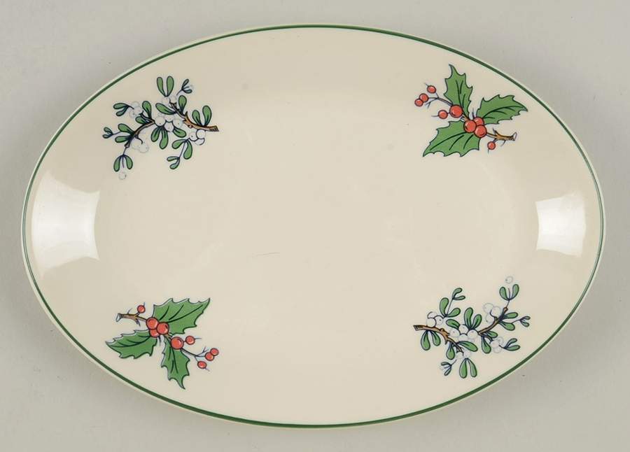 Christmas Tree (Narrow Green Band, Cream, Newer) Relish/Gravy Underplate by Cuthbertson-1