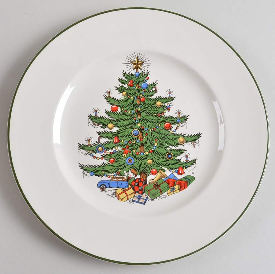 Christmas Tree (Narrow Green Band, Cream, Newer) Dinner Plate by Cuthbertson-1