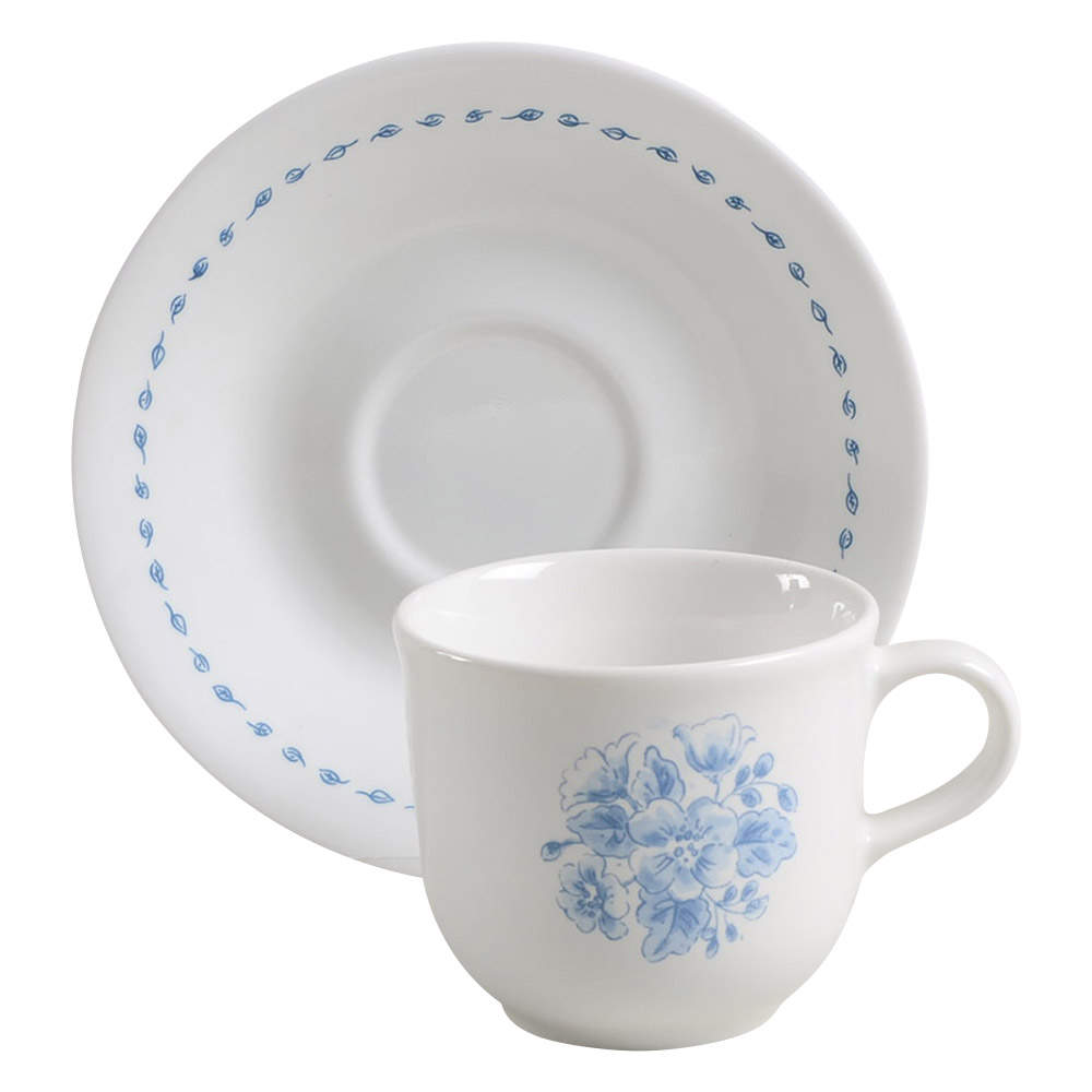 Vintage Blue (Corelle) Flat Cup & Saucer Set by Corning Corelle-1