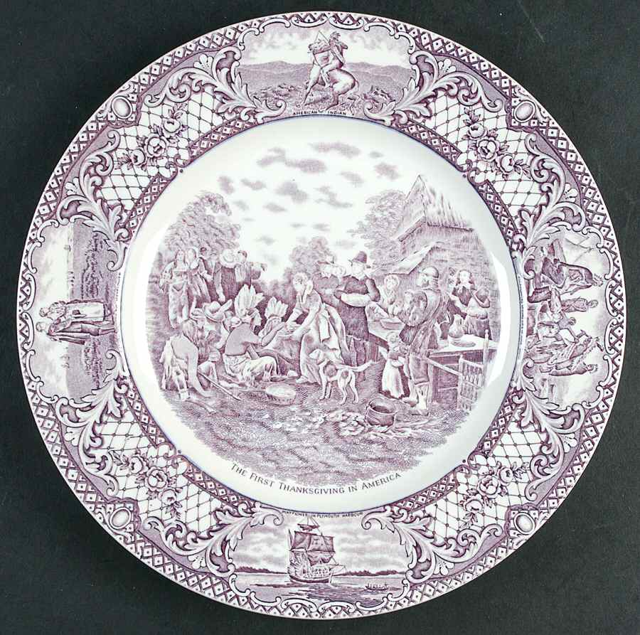 Colonial Times Mulberry (Smooth) Dinner Plate by Crown Ducal-1