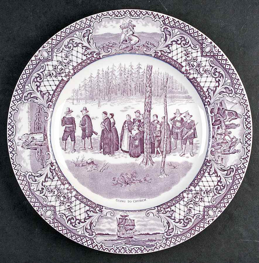 Colonial Times Mulberry (Smooth) Dinner Plate by Crown Ducal-1