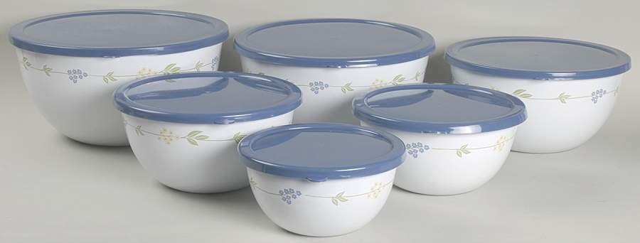 Secret Garden (Corelle) Metal Bowl Set, 6 Bowls & Plastic Lids by Corning Corelle-1
