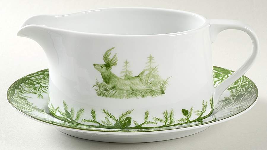 Forest Gravy Boat & Underplate by C E Corey-1