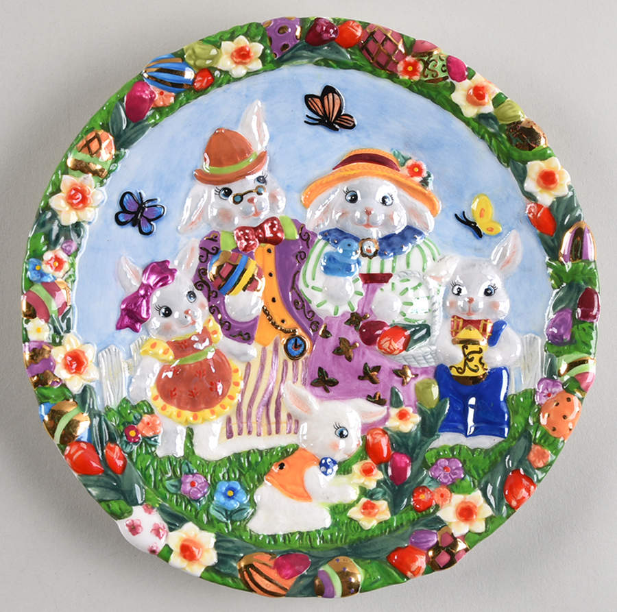 Bunny Trails (Dapper Hare) Canape Plate by Christopher Radko-1