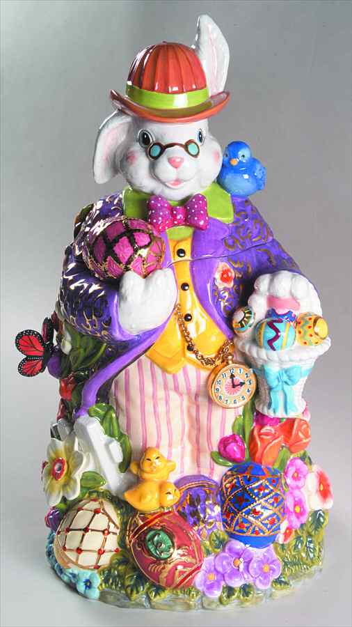 Bunny Trails (Dapper Hare) Figural Cookie Jar & Lid by Christopher Radko-1