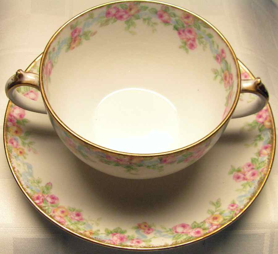 CHF1158 Flat Cream Soup Bowl & Saucer Set by Charles Field Haviland-1