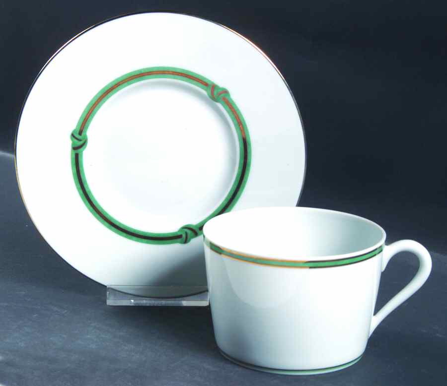 Rubanea Vert Breakfast Cup & Saucer Set by Christofle-1