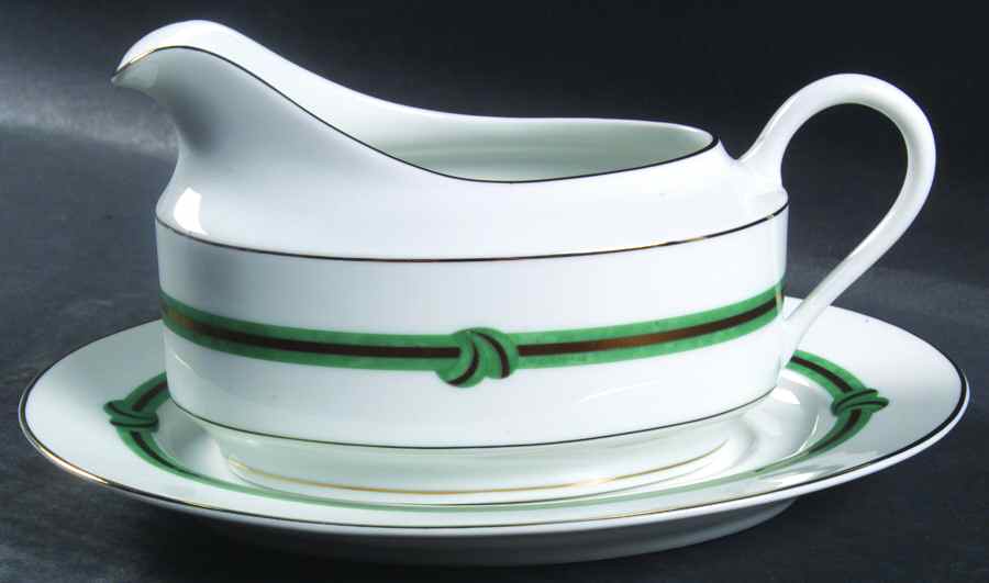 Rubanea Vert Gravy Boat & Underplate by Christofle-1