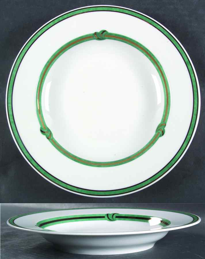 Rubanea Vert Rim Soup Bowl by Christofle-1
