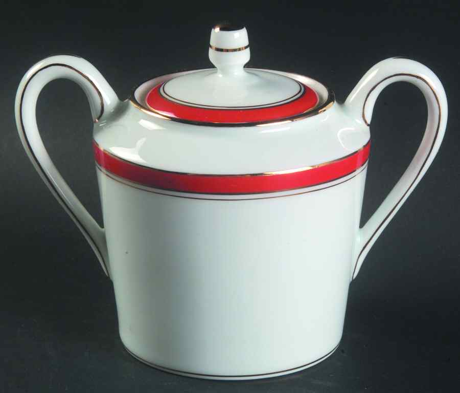 Ambassade Vermillion Sugar Bowl & Lid by Charles Field Haviland-1