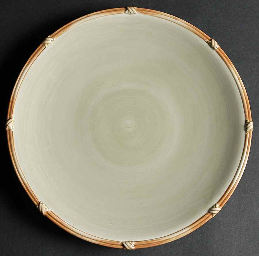 Rattan Rim Sage Dinner Plate by Clay Art-1