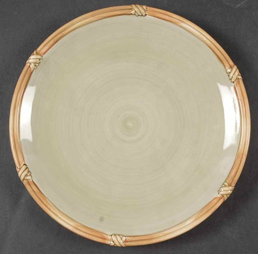 Rattan Rim Sage Salad Plate by Clay Art-1