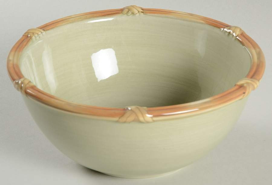 Rattan Rim Sage Coupe Soup Bowl by Clay Art-1