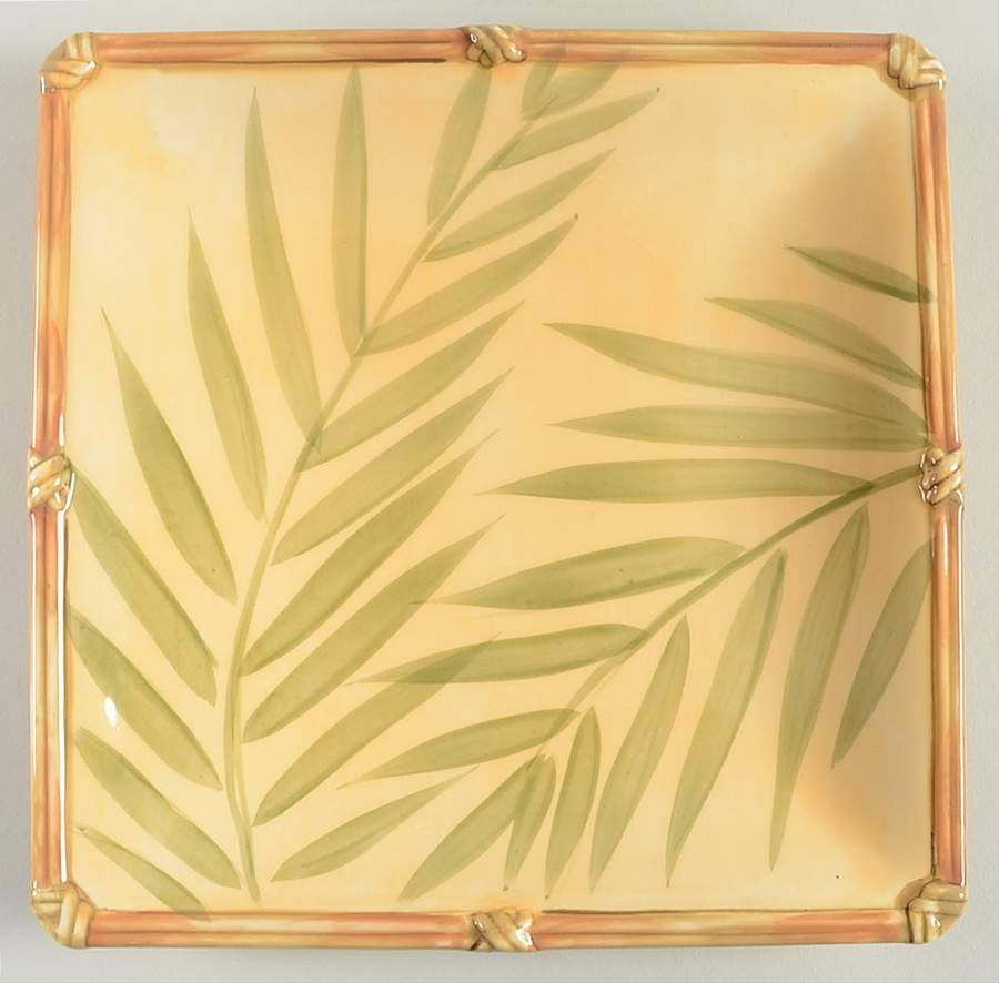 Rattan Rim Butter Square Salad Plate by Clay Art-1