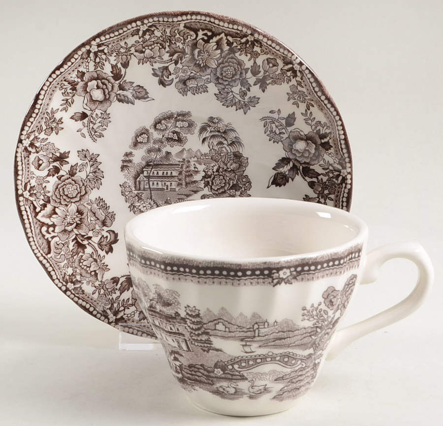 Tonquin Brown Flat Cup & Saucer Set by Churchill-1