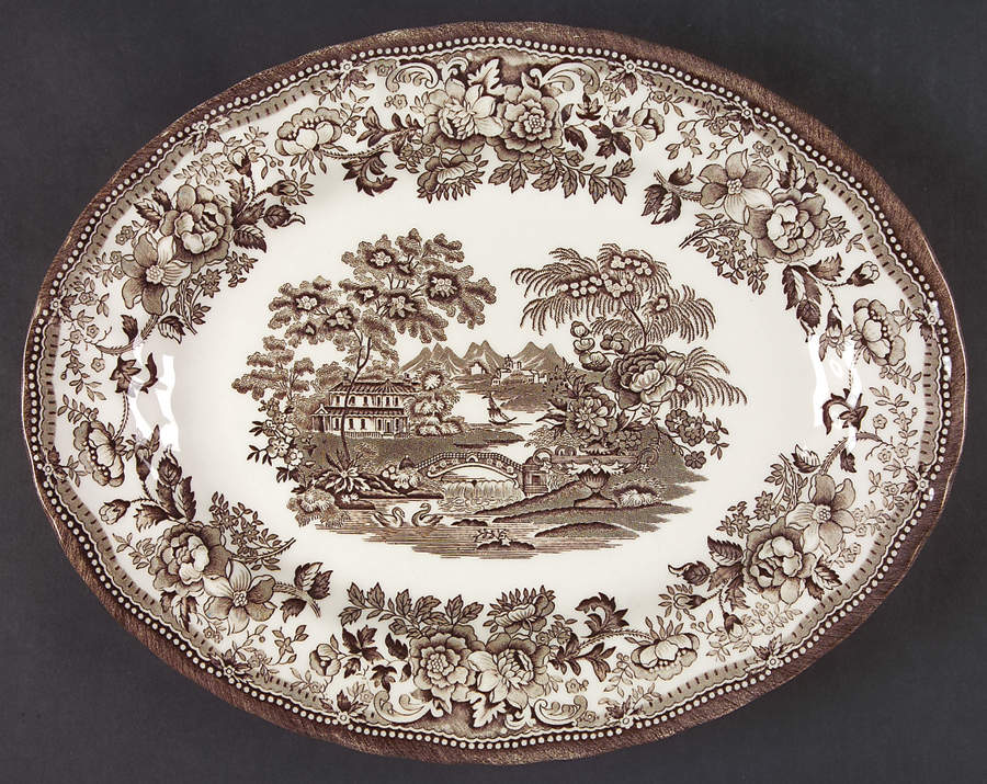 Tonquin Brown 12" Oval Serving Platter by Churchill-1