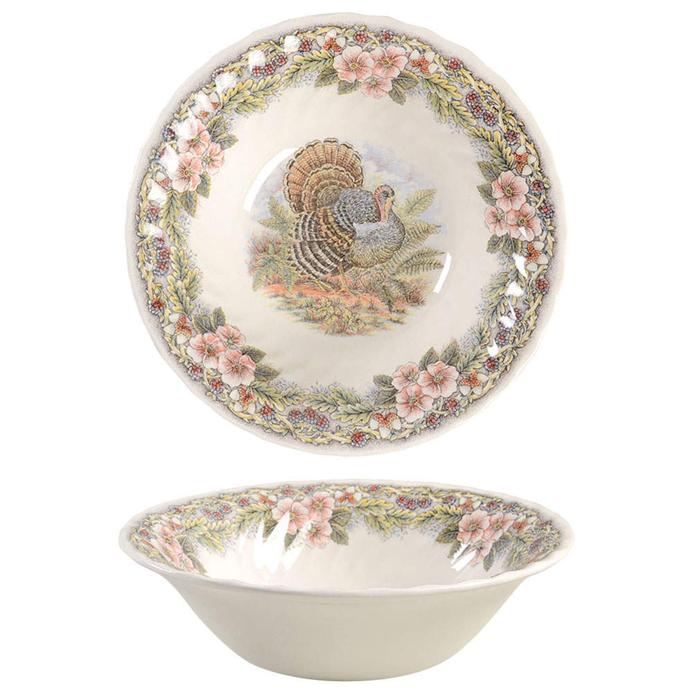 Thanksgiving Multicolor (Non-England) 9" Round Vegetable Bowl by Churchill-1