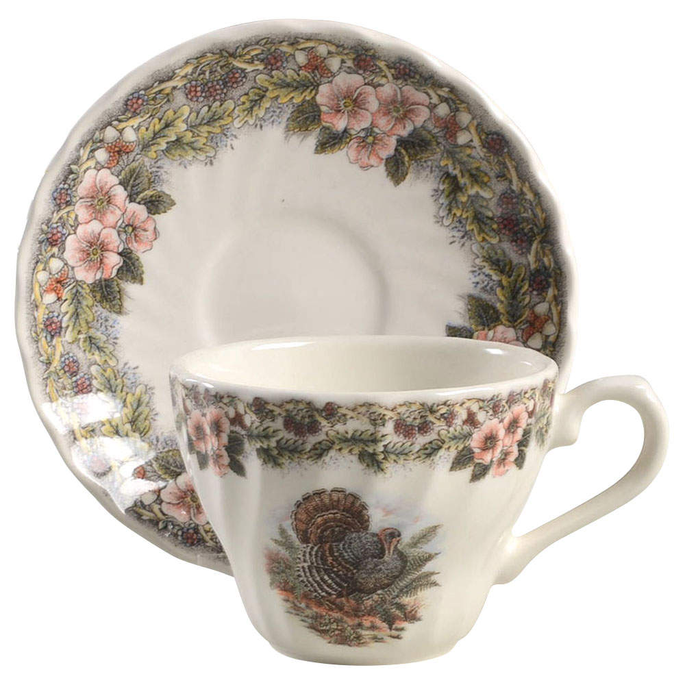 Thanksgiving Multicolor (Non-England) Flat Cup & Saucer Set by Churchill-1