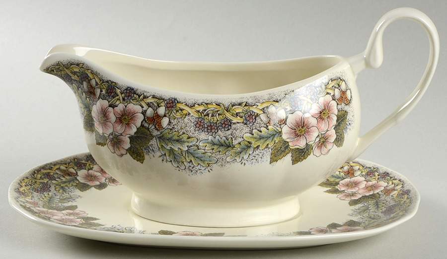 Thanksgiving Multicolor (Non-England) Gravy Boat & Underplate by Churchill-1