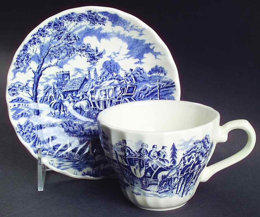 Royal Mail Blue (Colombia) Flat Cup & Saucer Set by Churchill-1