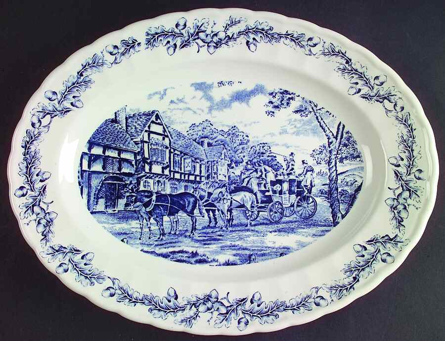 Royal Mail Blue (Colombia) 13" Oval Serving Platter by Churchill-1