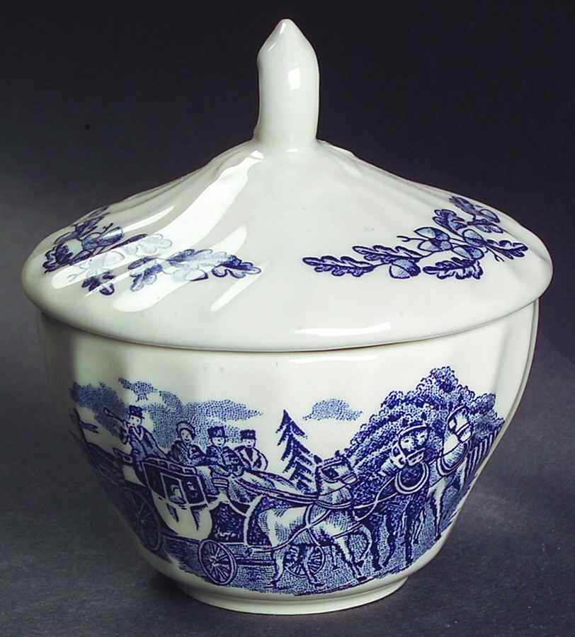 Royal Mail Blue (Colombia) Sugar Bowl & Lid by Churchill-1