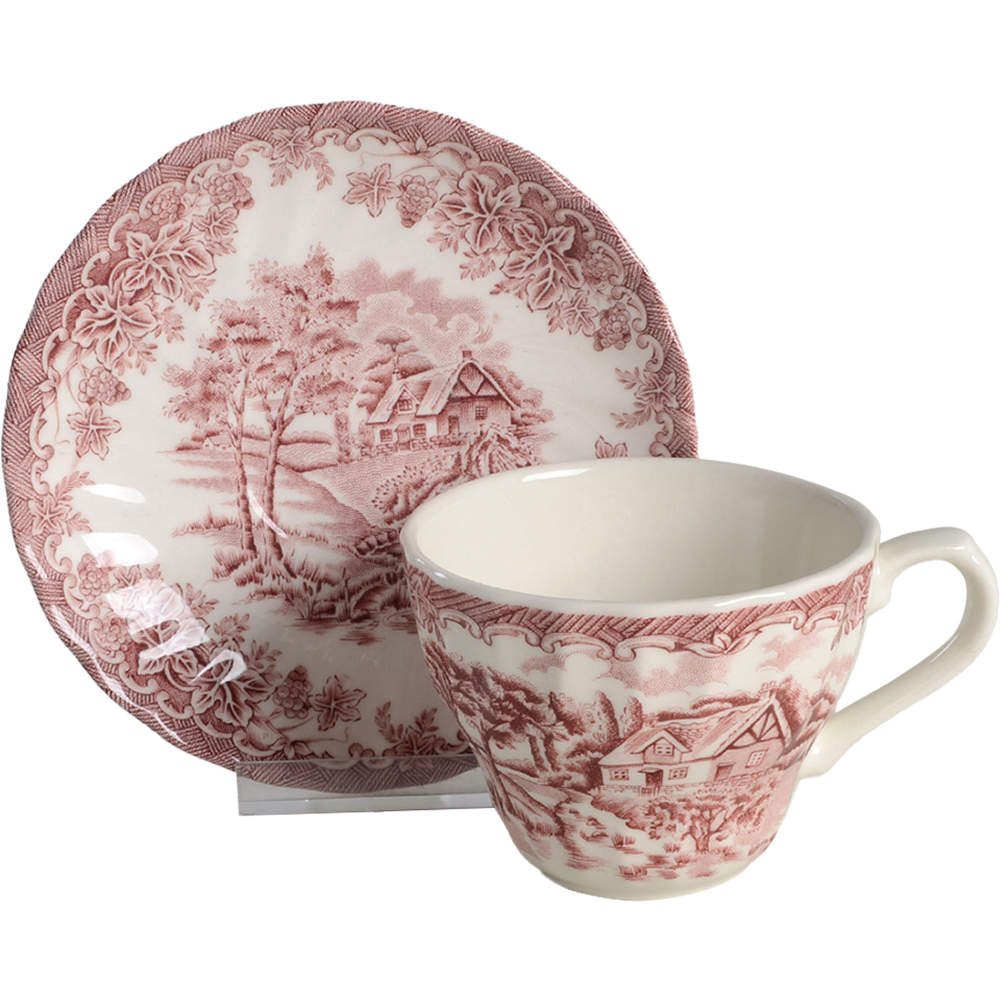 The Brook Pink (Columbia, Malaysia) Flat Cup & Saucer Set by Churchill-1