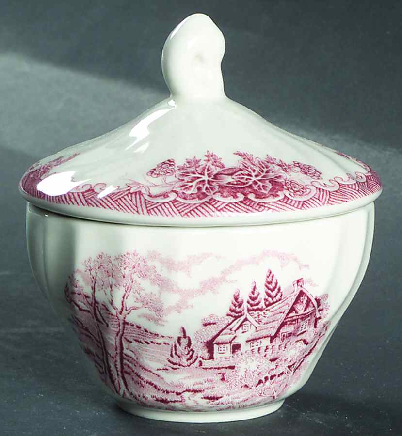 The Brook Pink (Columbia, Malaysia) Sugar Bowl & Lid (Uses the Open Sugar As Base) by Churchill-1