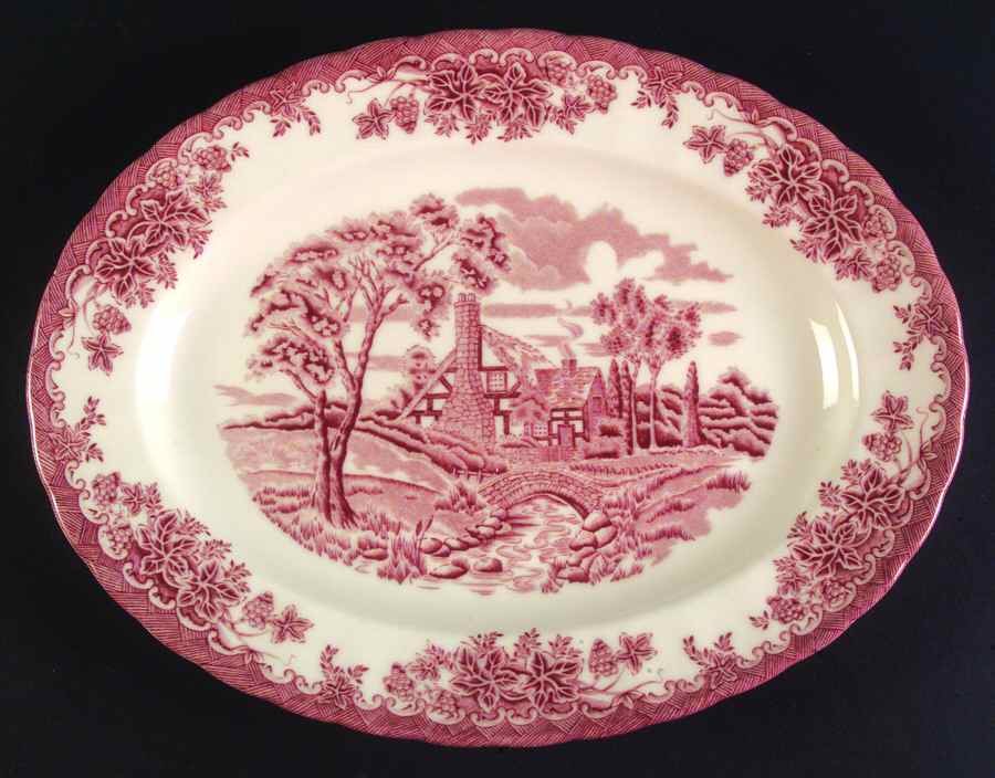 The Brook Pink (Columbia, Malaysia) 13" Oval Serving Platter by Churchill-1
