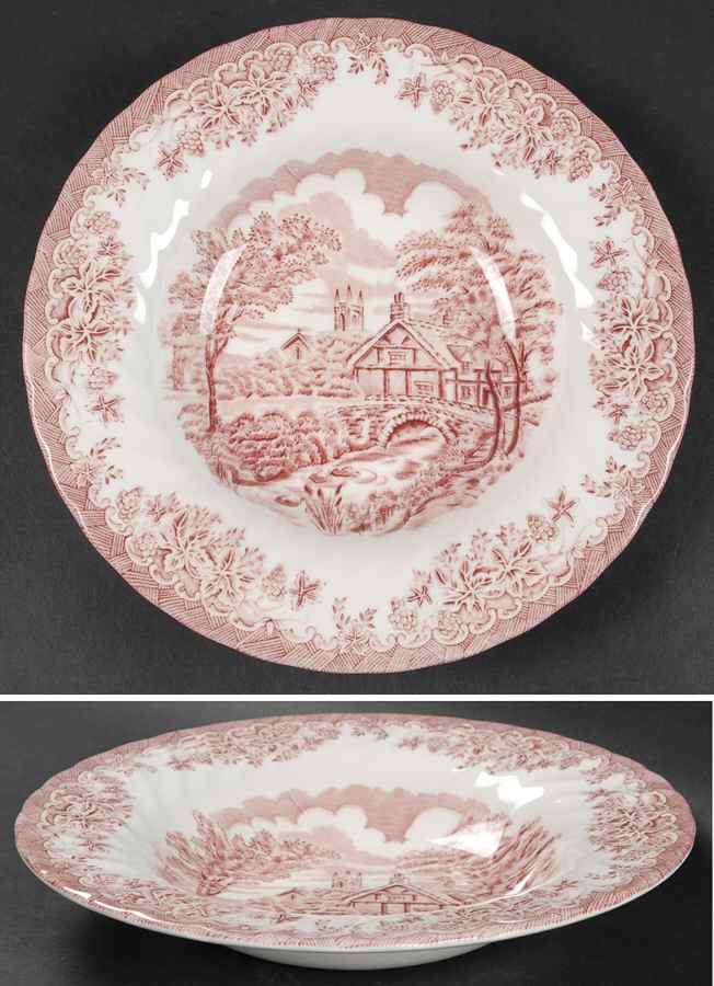 The Brook Pink (Columbia, Malaysia) Rim Soup Bowl by Churchill-1
