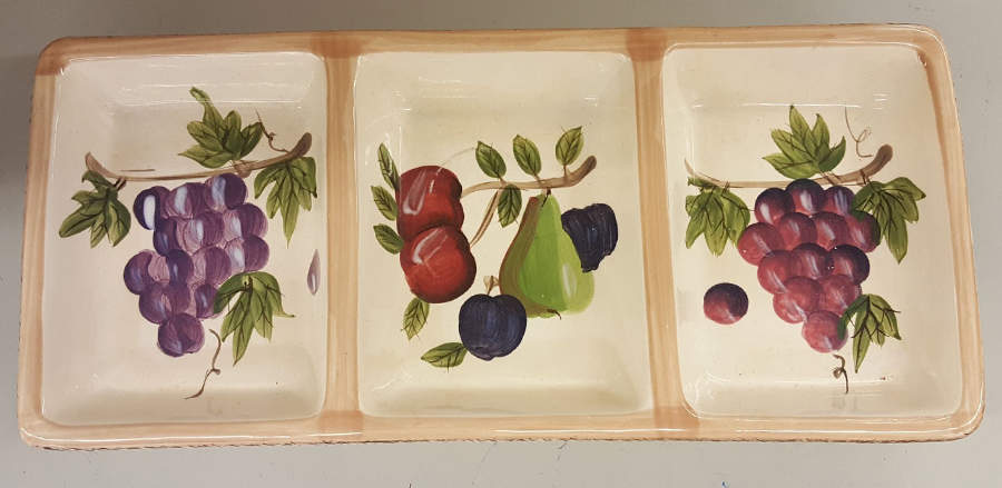 Vintage Fruit 3-Part Relish by Canterbury Potteries-1