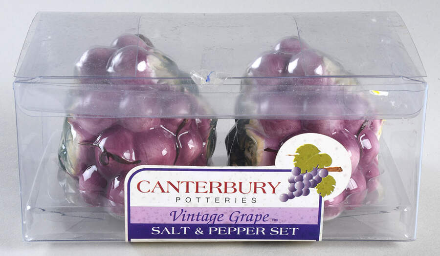 Vintage Fruit Salt & Pepper Set by Canterbury Potteries-1