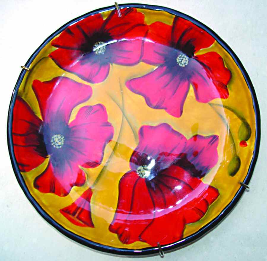 Poppies Salad Plate by Clay Art-1