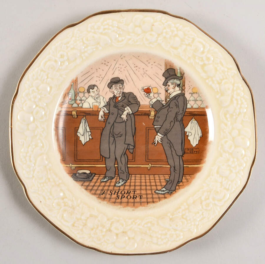 Bar Scenes (Gold Trim) Salad Plate by Crown Ducal-1