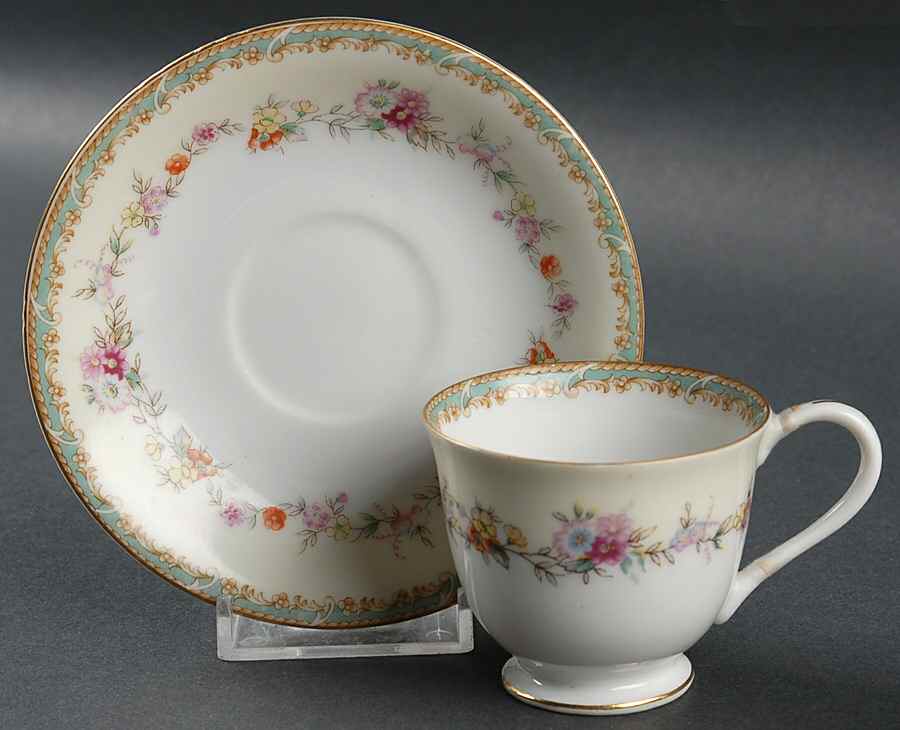 CHE19 Footed Demitasse Cup & Saucer Set by Cherry China (Japan)-1