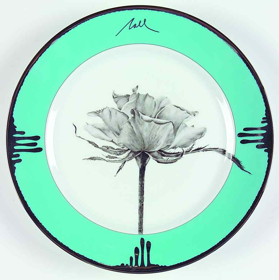 Tuscan Roses Turquoise Large Dinner Plate by Charles Field Haviland-1