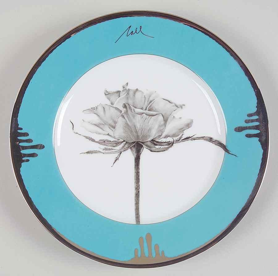 Tuscan Roses Turquoise Dessert Luncheon Plate by Charles Field Haviland-1