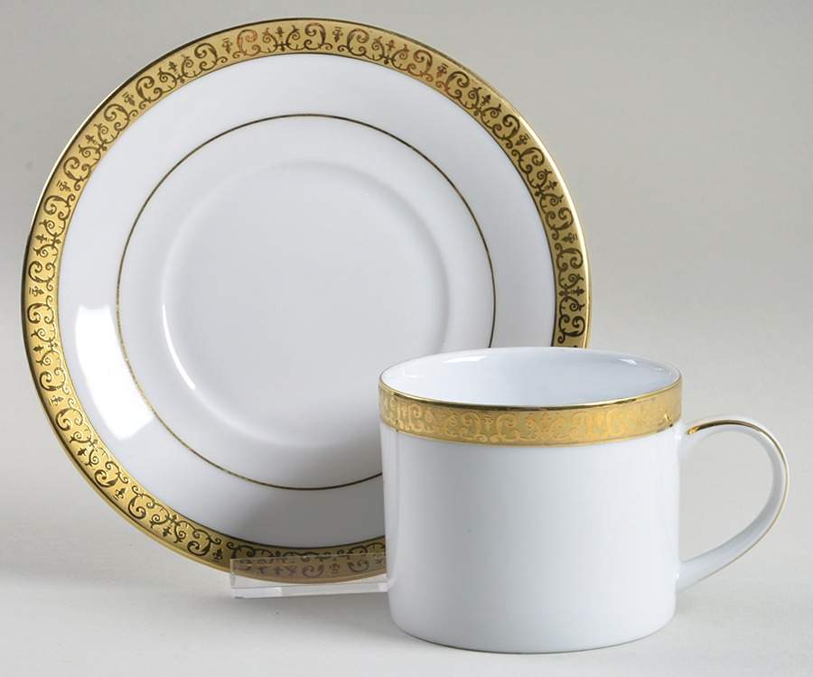 Grand Buffet Gold Flat Cup & Saucer Set by Charter Club-1