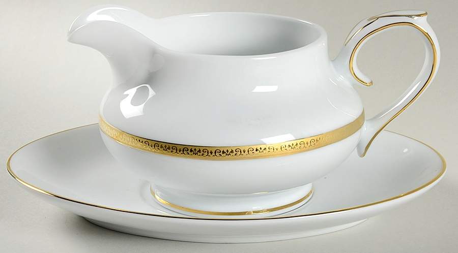 Grand Buffet Gold Round Gravy Boat & Underplate by Charter Club-1
