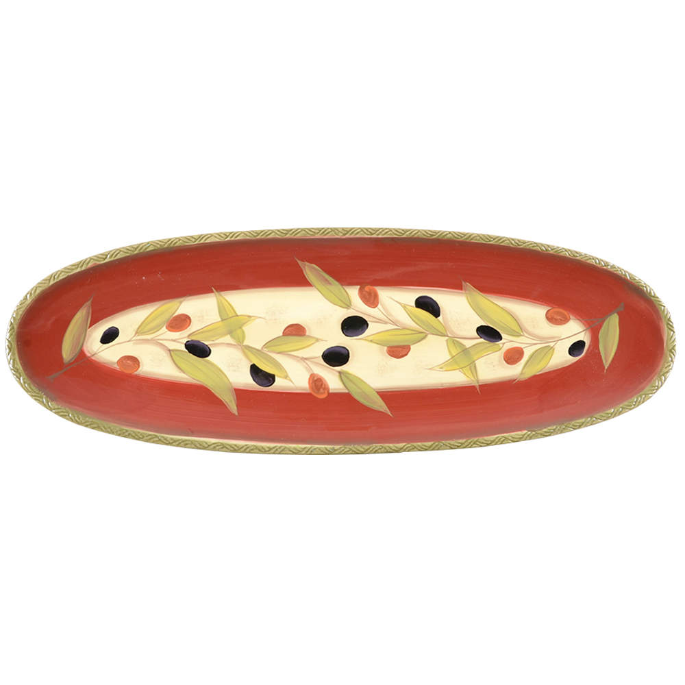 Antique Olive 20" Oval Serving Platter by Clay Art-1