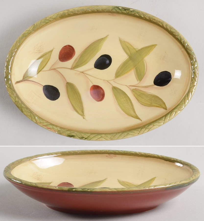 Antique Olive Chip & Dip-Dip Bowl Only by Clay Art-1