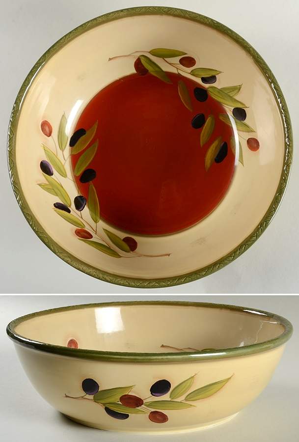 Antique Olive 13" Pasta Serving Bowl by Clay Art-1