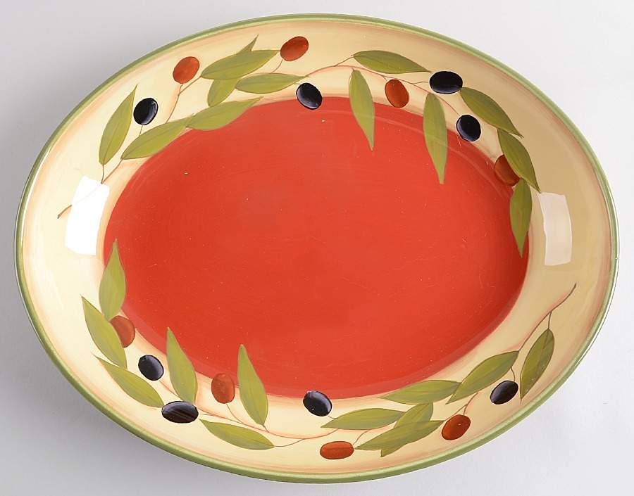 Antique Olive Chip Bowl/Plate for Chip & Dip Set by Clay Art-1